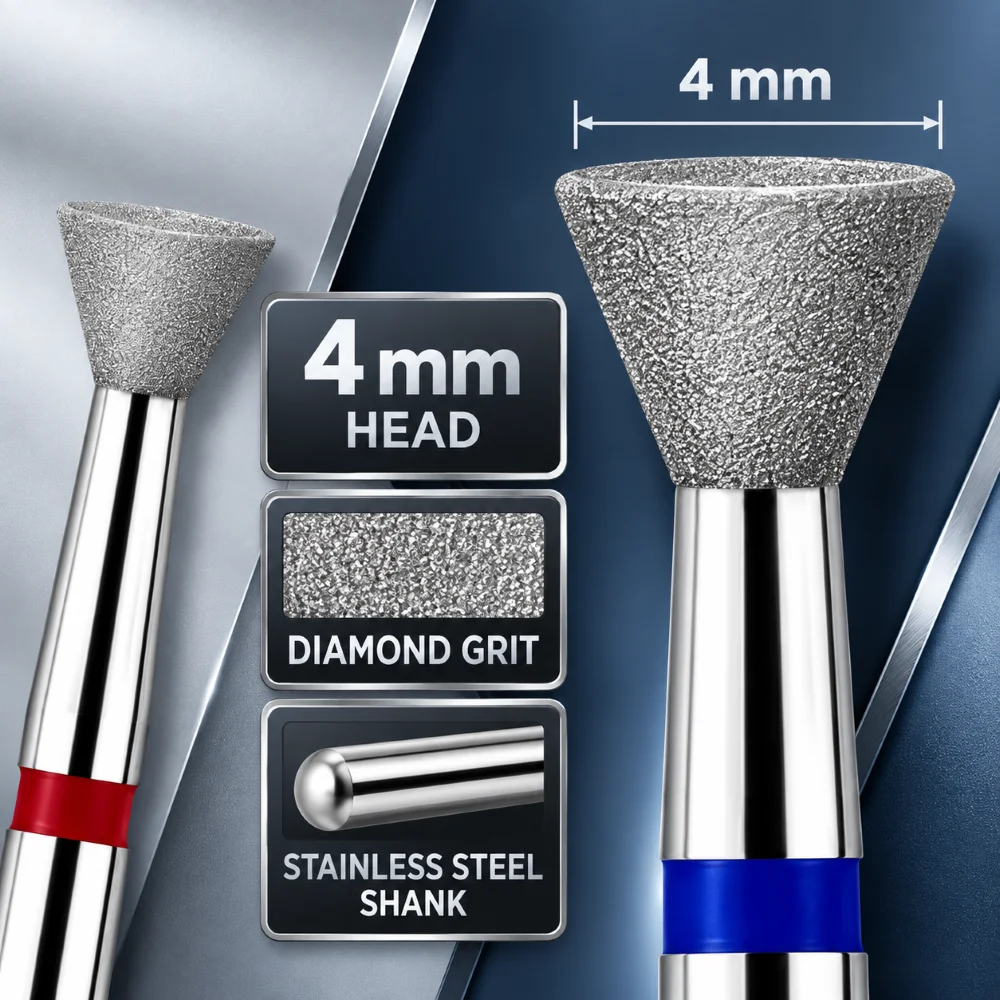 2.4-4.5MM Nail Drill Bit 2PCS Carbide Set 3/32 Inch Efile Bit Medium Fine  for Gel Polish Removal Acrylic Nails Cuticle Cleaning