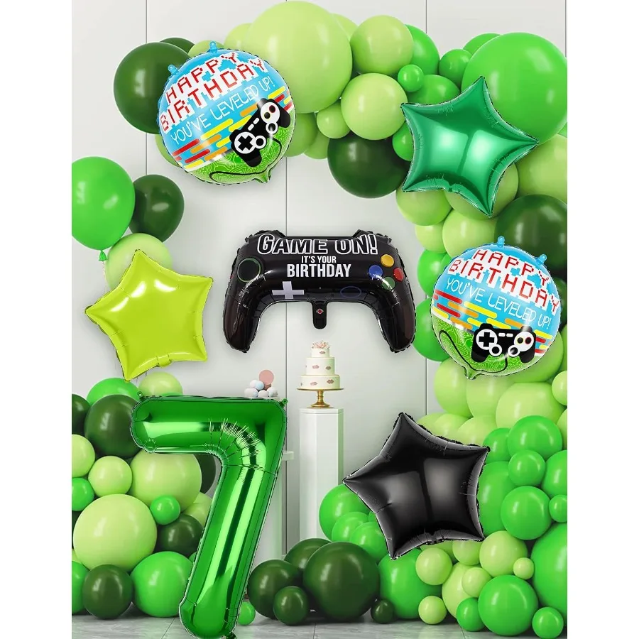 40 بوصة الأخضر بكسل مينر عدد 7 بالون مجموعة 7 قطعة كبيرة مينغ احباط بالونات معدنية لعبة فيديو تحت عنوان زينة الحفلات ل