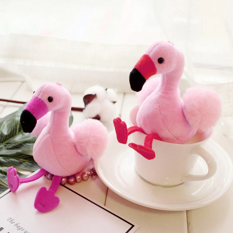 Lovely Flamingo Plush Toy Keychain Ring Pendant Soft Toy Key Ring Backpack Decor