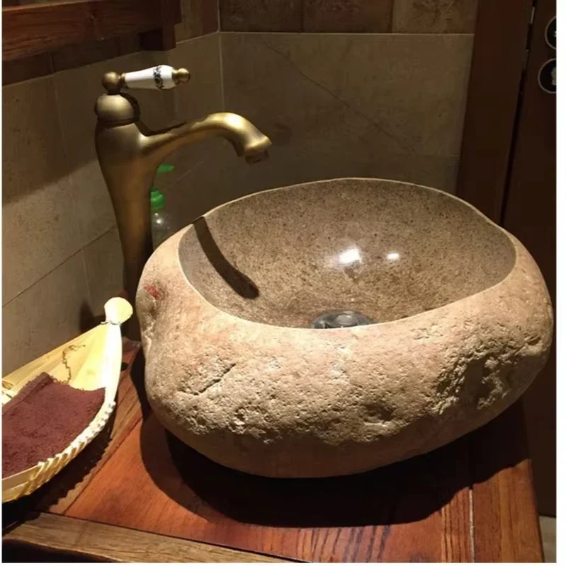 

Centennial Stone Wash Basin Vintage Pebble Table Basin Natural Stone Washbasin Art Basin Was