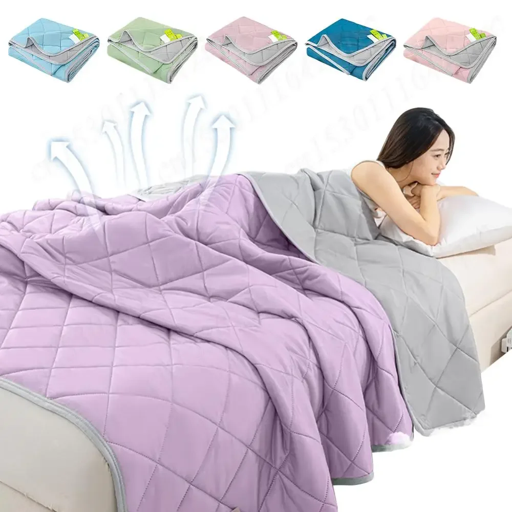 

Ice Silk Fabric Blanket Washable Lightweight Cold Feeling Quilts Double Side Breathable Air Condition Comforter Bed Soft Mat