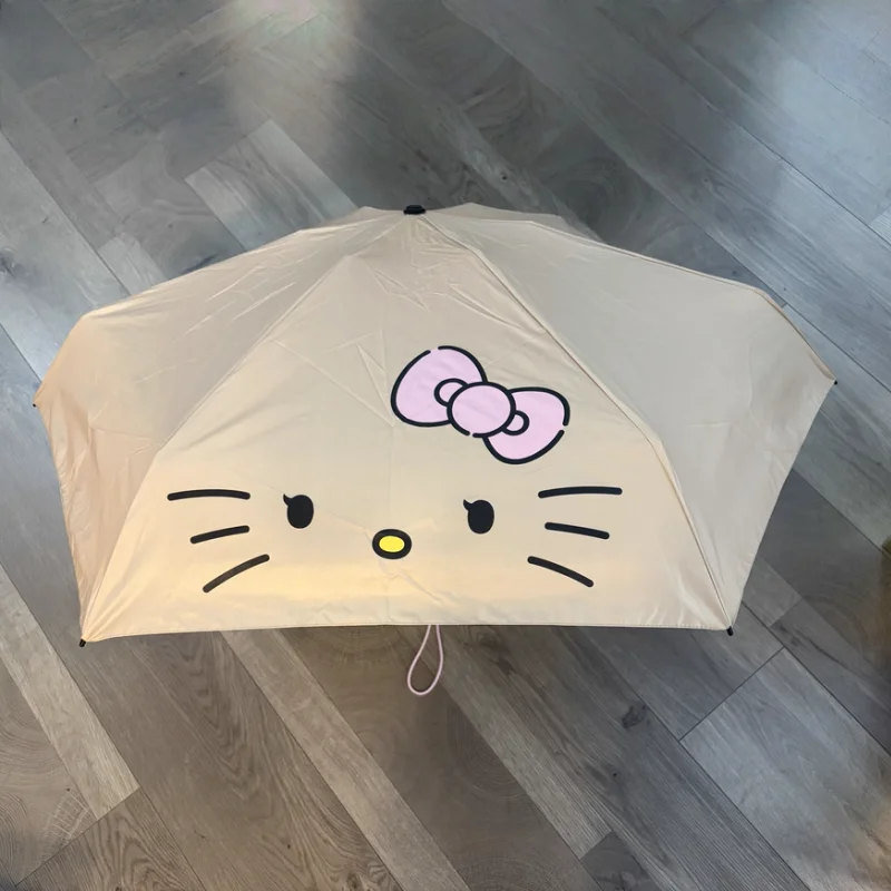 Tbh sanrio olá kitty guarda-chuva leopardo impressão todos os climas sol guarda-chuva portátil anime dos desenhos animados kawaii bonito presente de aniversário da menina