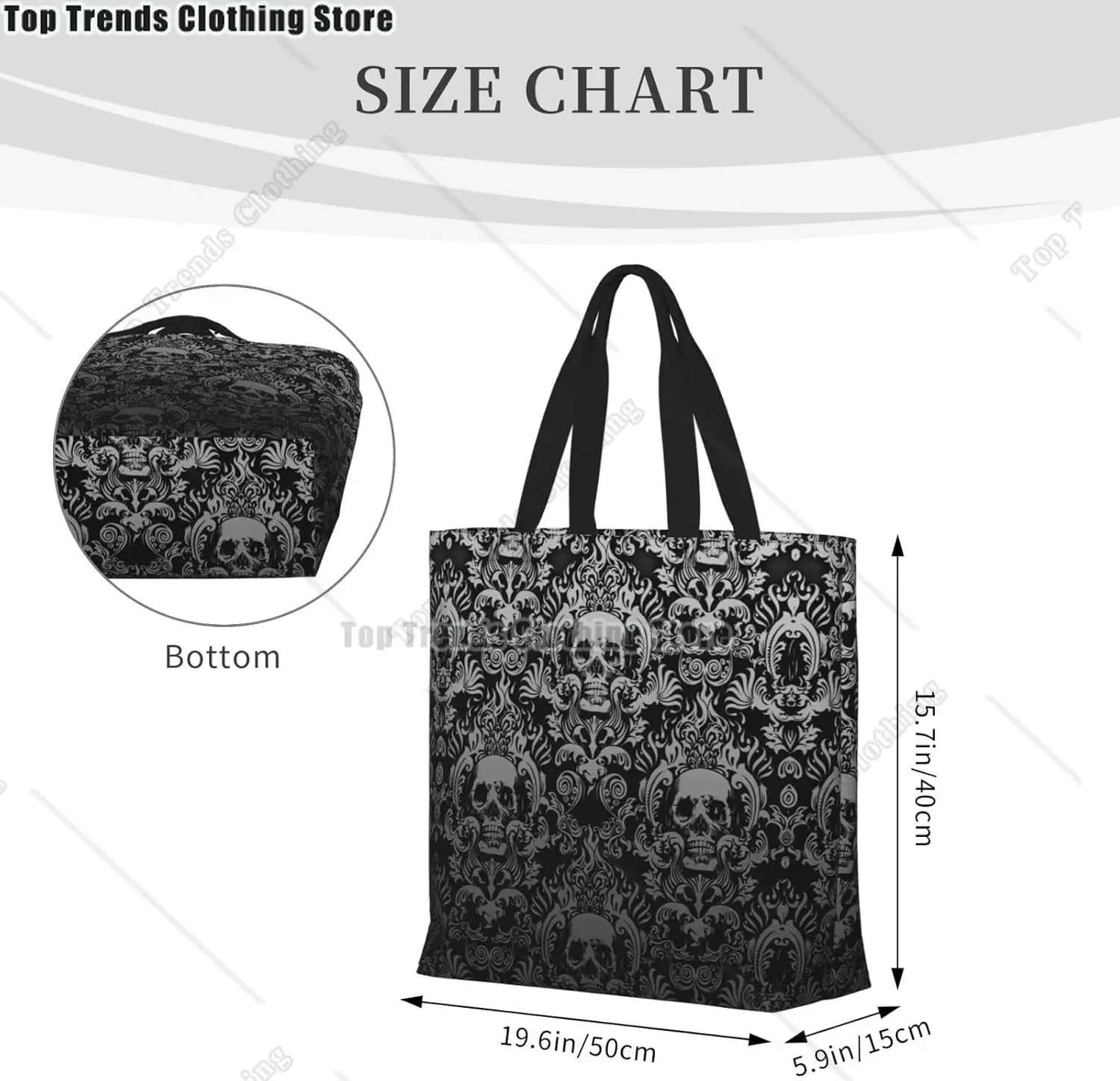 Skull Victorian Gothic Large Tote Bag for Women Men Reusable Beach Shoulder Bag Casual Handbag for Travel Shopping Grocery Work