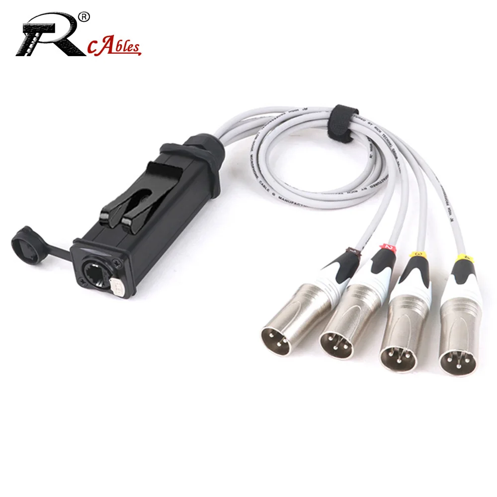 

3Pin XLR Male 4 Channel Multi Network Snake Receiver to STP RJ45 Cat6 Ethernet Extender Network Breakout for Amplifier Speaker