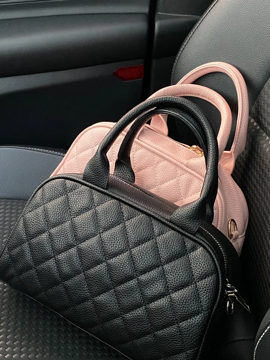 حقيبة يد بنمط بولينج ريترو من جيني باللون الأسود الشوكولاتي، حقيبة بوسطن ناعمة من البوليستر للخريف والشتاء بدون حزام للكتف #1