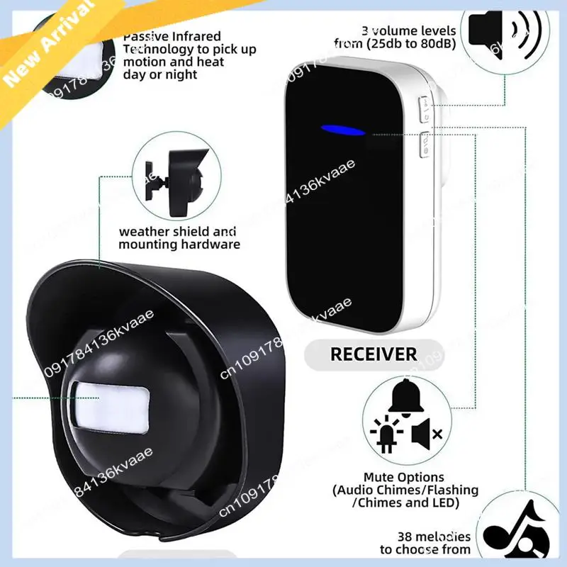 M01K Waterproof Wireless Sensor Doorbell Courtyard 200 Meter Distance Alarm Store Ding Welcome Device US-Plug Easy To Use