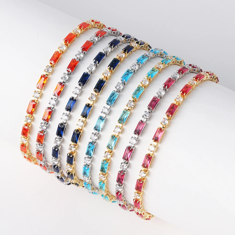 Luxury Rainbow Iced Out Zircon Tennis CZ Bracelet Women\'s Stretch Adjustable Bracelet Hippie Fashion Accessories Jewelry Gifts