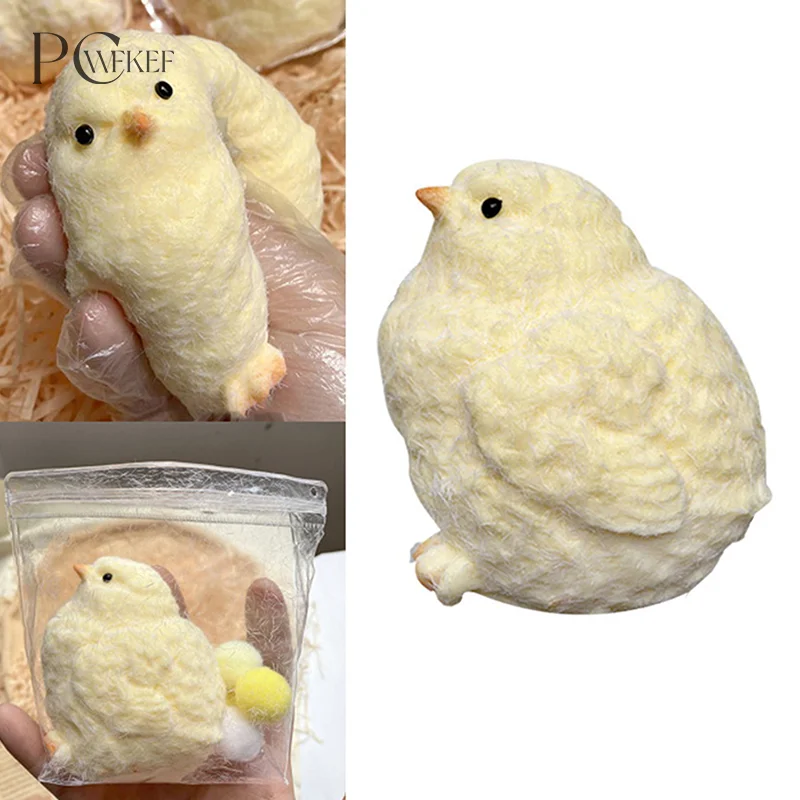 Chicken Kawaii Handmade Silicone Soft Flocked Yellow Chicken Seal Soft Chicken Kids Birthday Gift Toy Cute Chick