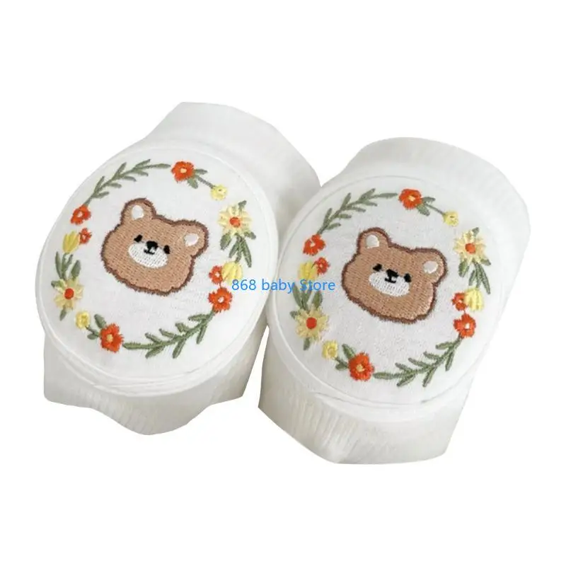 29EE 1 زوج الطفل منصات الركبة للطفل المشي الزحف منصات الركبة القطن حماة الركبة الكرتون التطريز الركبة وسادة واقية #2