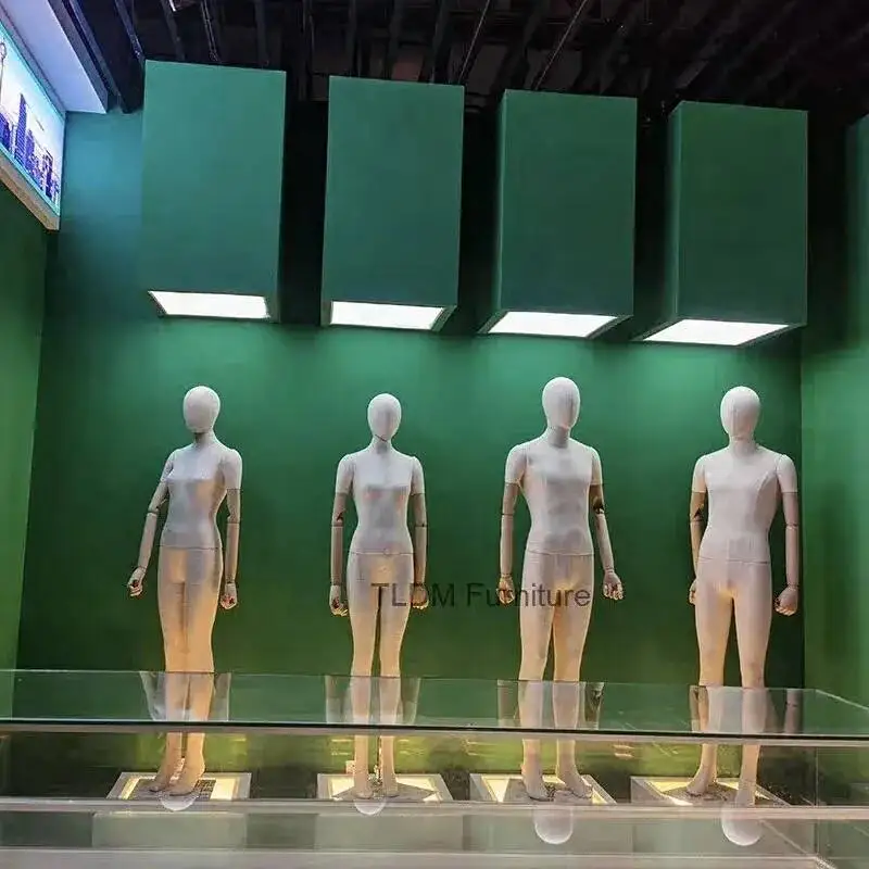 Korean Women's Clothing Mannequins Prop Solid Wood Fake Doll Wedding Dress Full Body Model Nordic Window Male Model Display Rack