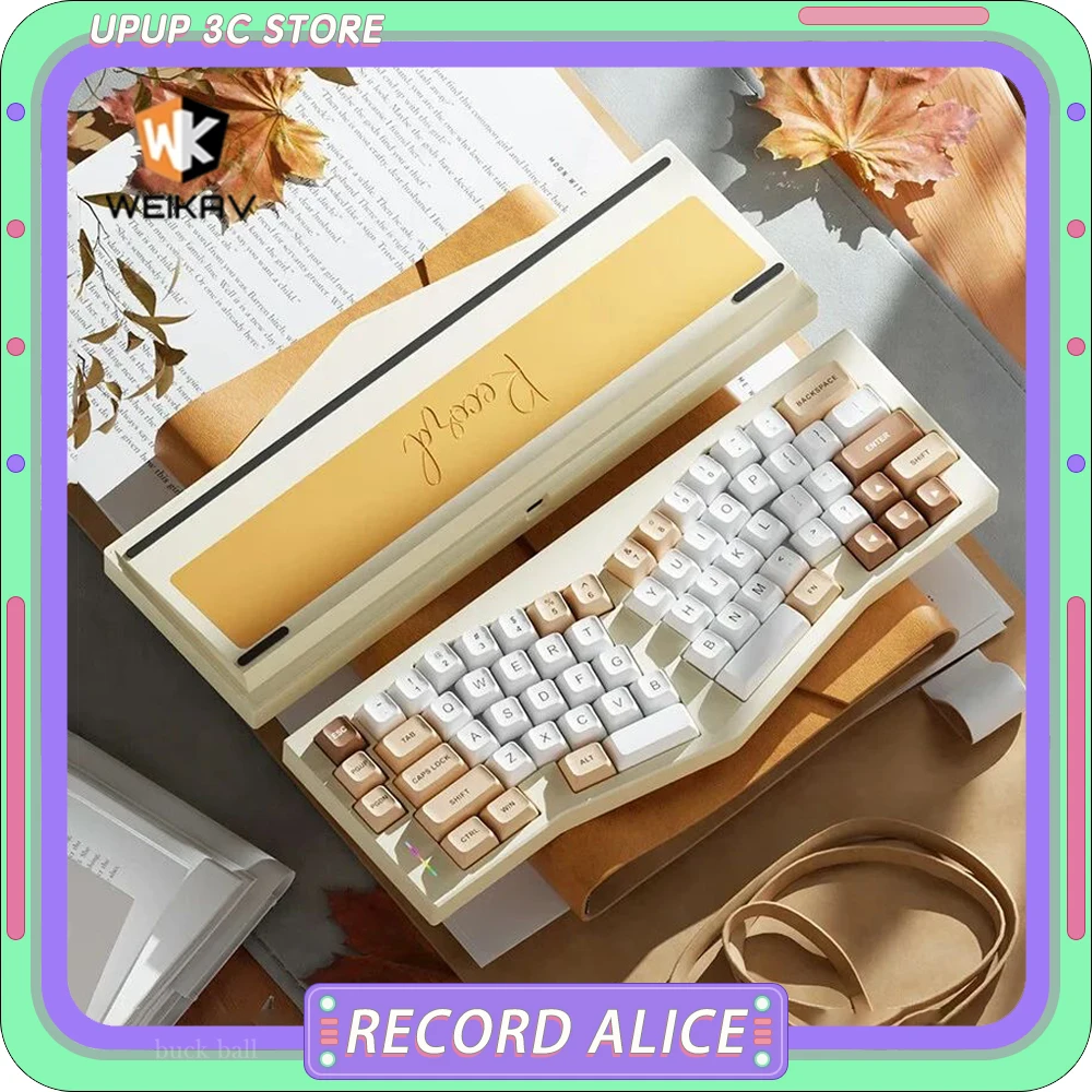 weikav record alice kit de teclado mecanico tri mode liga de aluminio rgb kit de teclado para jogos personalizado para presentes de escritorio win 01