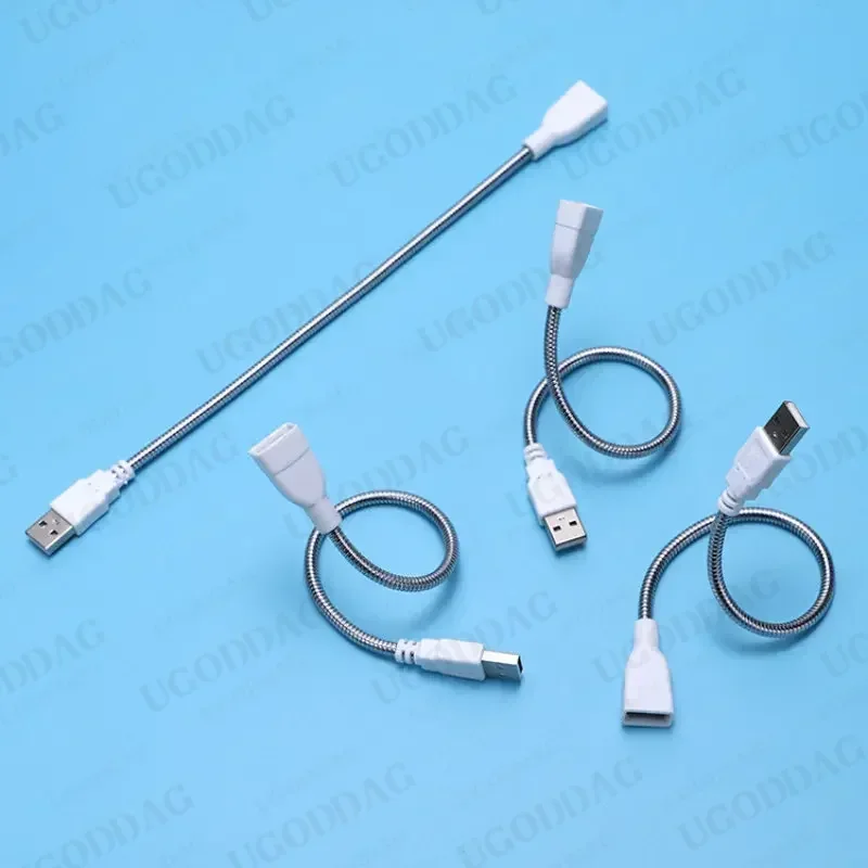 30cm Desk Lamp USB Power Cable Male to Female Extension Cord Flexible Metal Hose USB Desk Light for USB Light Lamp Bulb