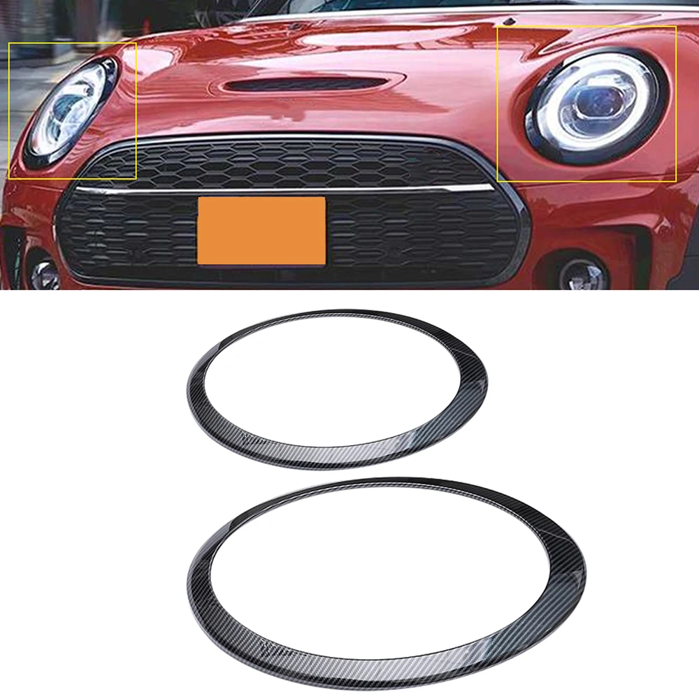Carbon Fiber Look Head Light Headlight Cover Trims For BMW Mini Clubman (F54) 2016-2022