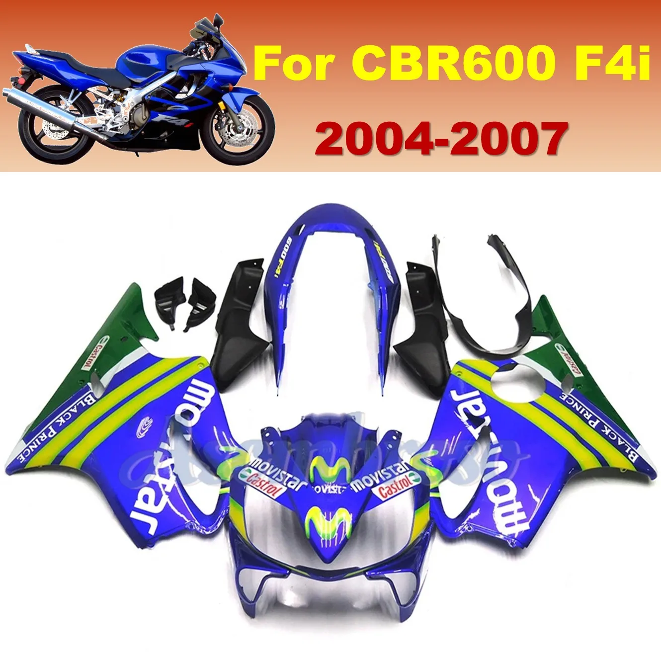 CBR600F4i 2004 2005 2006 2007 Kit de carenado completo Movistar ABS plástico reemplazo completo de carrocería