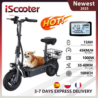 iScooter F3  Adult Electric Scooter 48V 1000W E-Scooter, Max 45km/h, 10 Inch Tires, Seat and Basket, Lightweight Urban Commuter