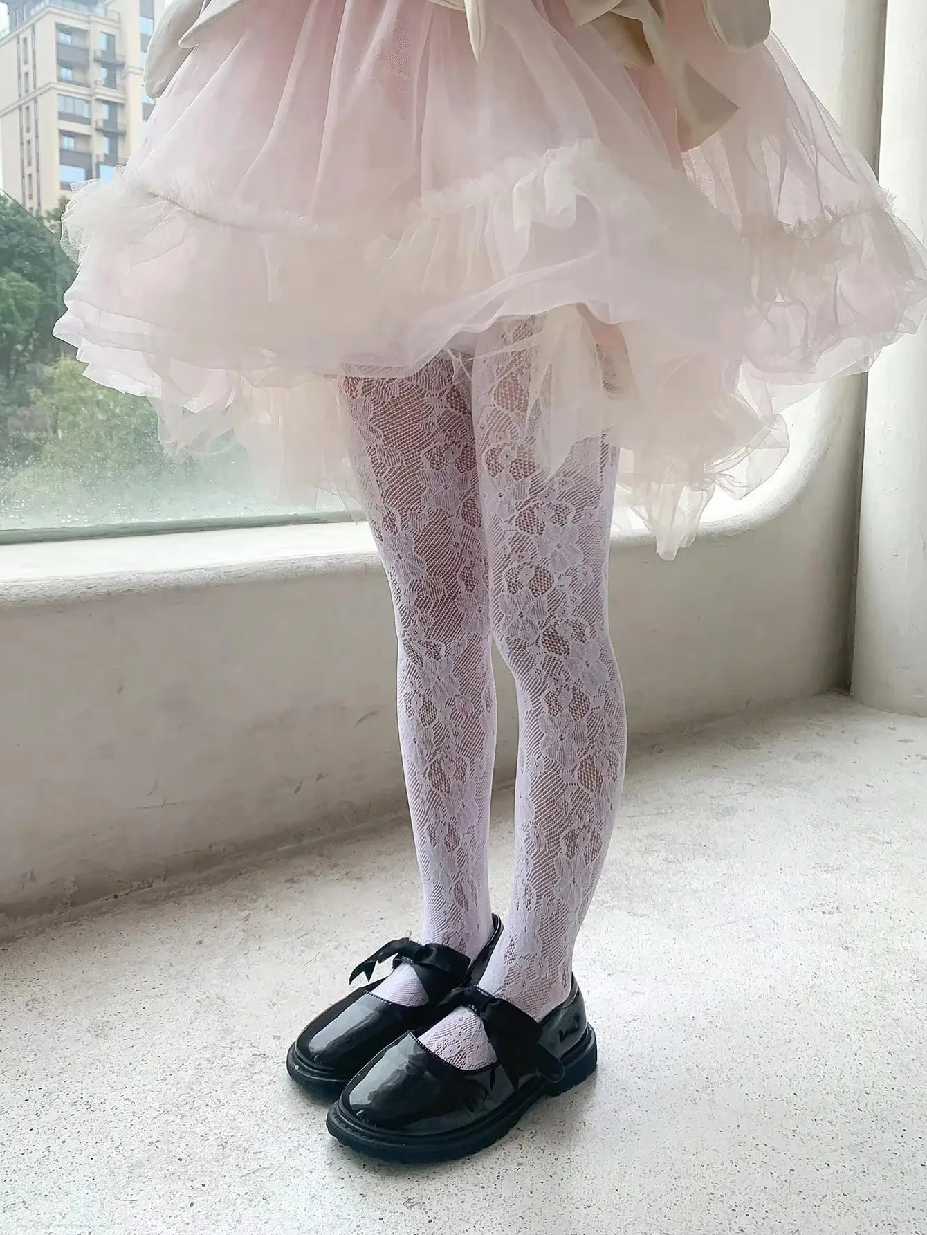 2 Stück Strumpfhosen für Kleinkinder, Mädchen, Blumenmuster, Spitze, durchsichtiges Netz, weich, elastisch, atmungsaktiv, für den Alltag, Party, Freizeitkleidung, Strümpfe für Kinder von 1–11 Jahren – Detail 7