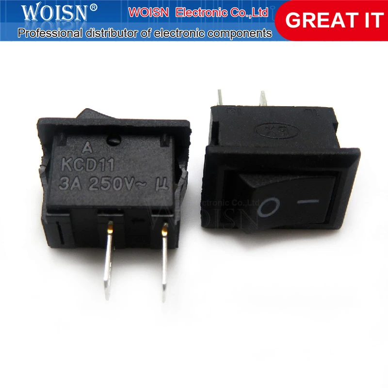 5pcs/lot Ship switch KCD-117-S KCD1-11 black 2 feet 8.5mmx13.5mm  the 250V 3A supply switch In Stock