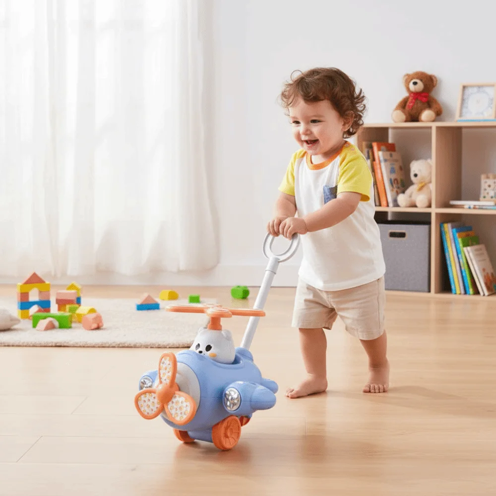 Detachable Interactive Baby Walker Bell Hand Push Children's Hand Push Airplane New Toddler Stroller Toddler Walking