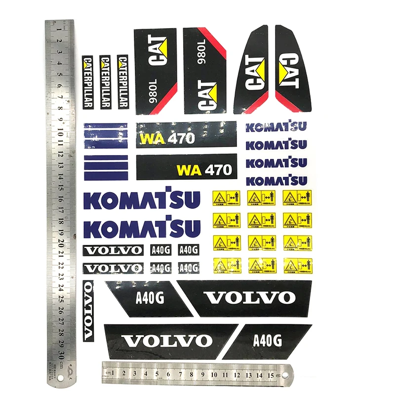 Adesivo 980L A40G WA470 CAT Sticker 1/14 RC caricatore idraulico verricello camion ingegneria telecomando auto adesivo fai da te