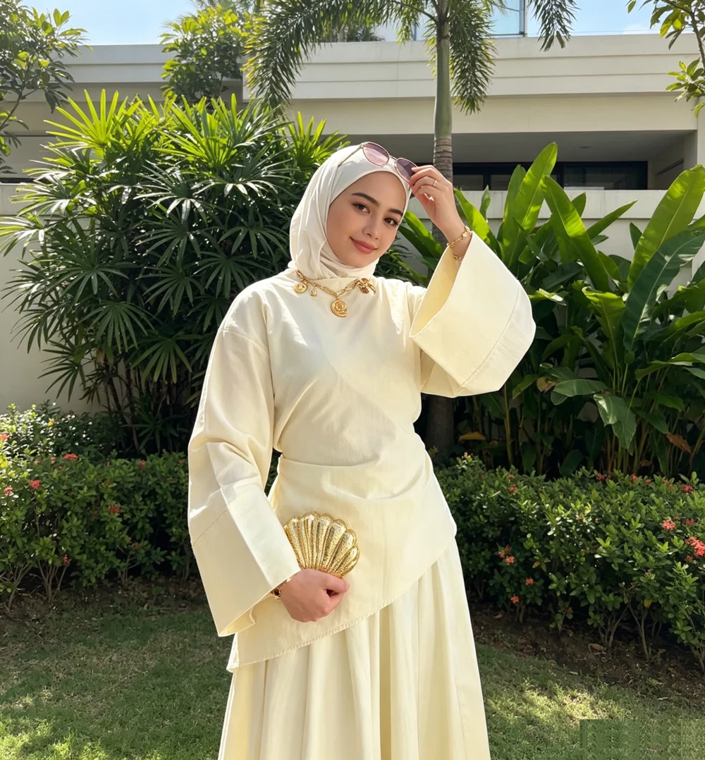 

Modest Islam Women 2 Piece Outfit Long Sleeve Blouse Long Maxi Skirt Suit Eid Ramadan Dubai Morocco Abaya Ensemble Clothing Arab