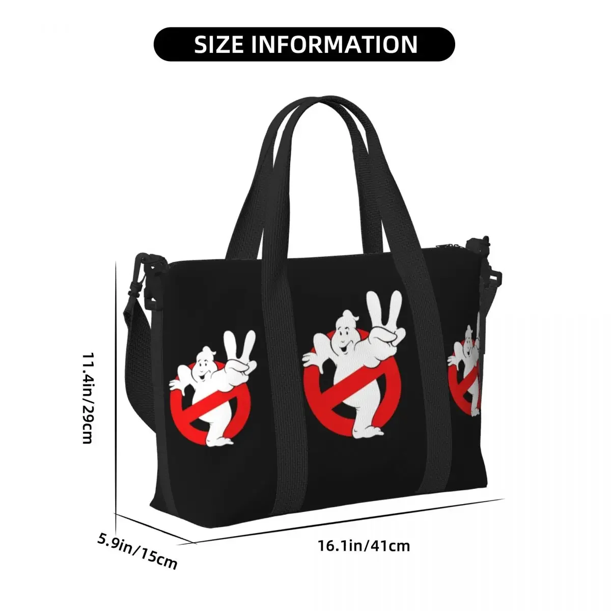 مخصص لطيف Ghostbusters شعار حمل حقيبة المرأة سعة كبيرة خارق كوميديا فيلم شاطئ رياضة حقائب السفر