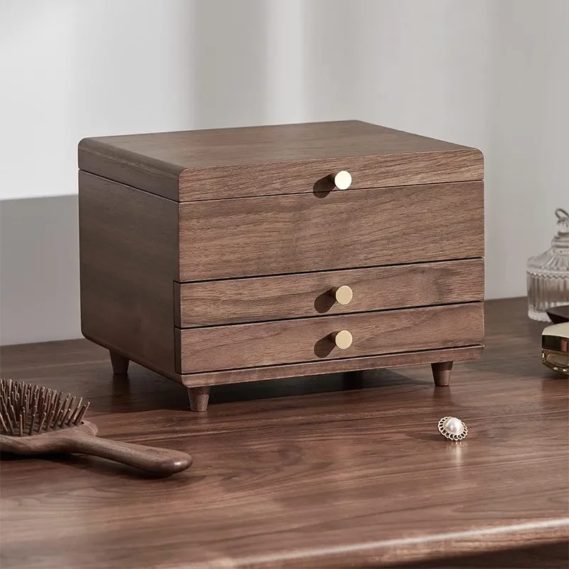 Walnut Wood Jewelry Box Multi Layer Storage Organizer for Bracelets Watches Necklaces Desktop Display Case Home Decor Gift