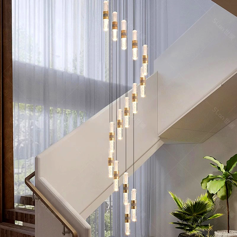 Imagem -04 - Modern Crystal Chandelier For Home Decoration Stair Pendant Lamp Living Room Pendant Lights Iluminação Interior