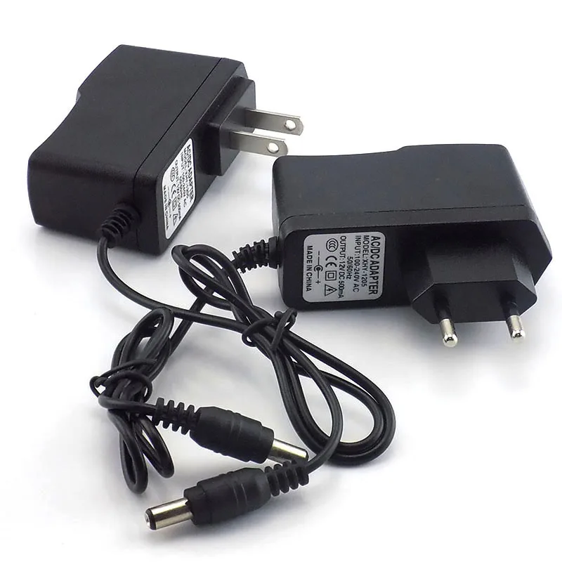 Adaptador de corriente de 100-240V CA a CC, fuente de alimentación de 5,5mm x 2,1mm, cargador de 12V, 0.5A, 500mA, enchufe de EE. UU., UE y AU para tira de luces LED