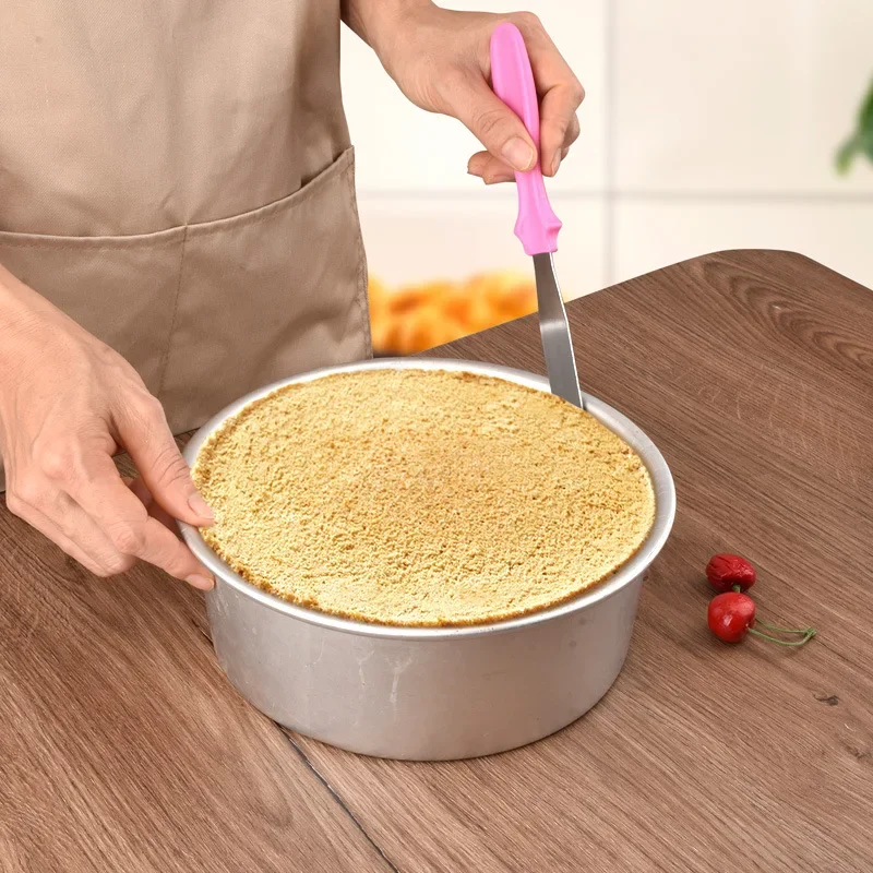 Raspador De Bolo De Aço Inoxidável Com Alça De Plástico, Reta E Curva Espátula De Creme, Cortador De Bolo De Cozimento, Gadget De Cozinha, Ferramenta De Cozimento, 3 Pcs/Set