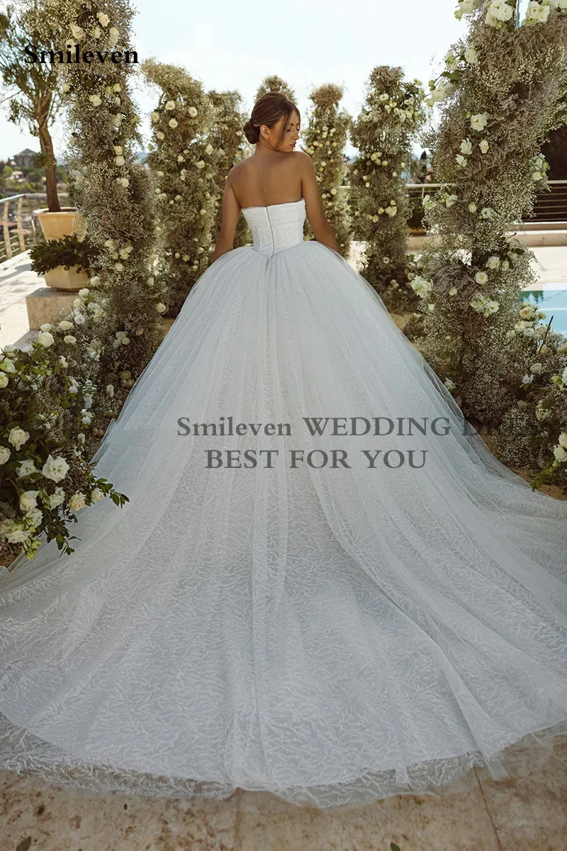 Smileven – Robe De mariée sans bretelles, sans manches, en Tulle, à paillettes, style Boho, robes De mariage, 2023