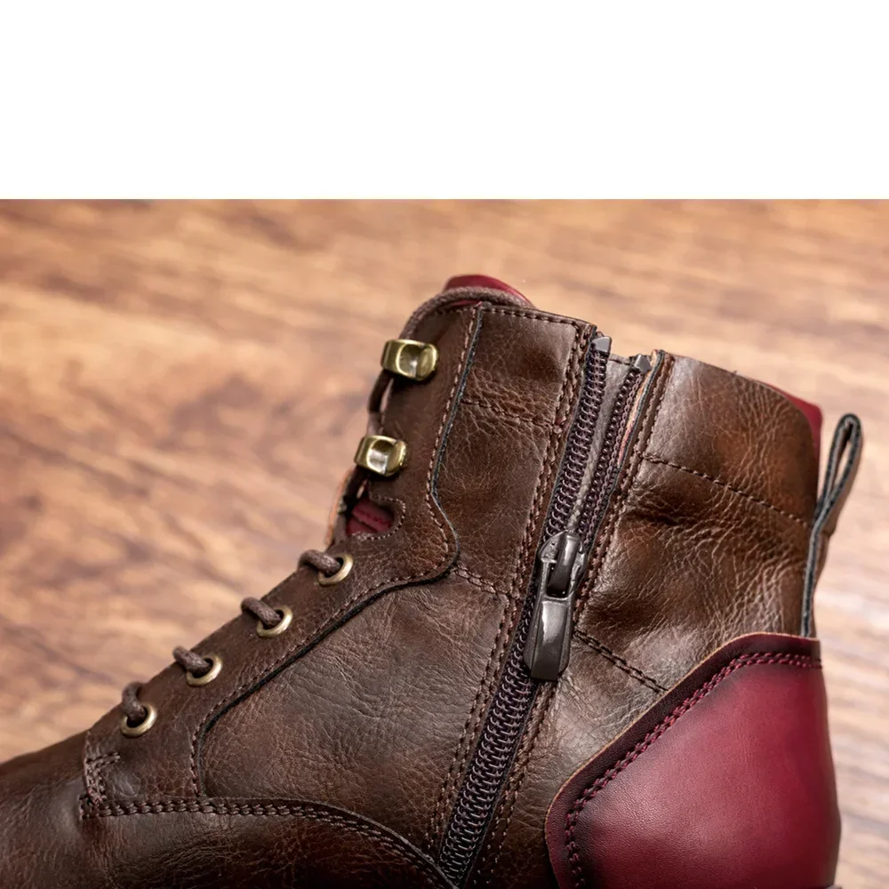 Whoholl-Bottes en Cuir Verni de Haute Qualité pour Homme, Chaussures Montantes d'Affaires Décontractées, Bottes de Rinçage Britannique, Grande Taille 38-48, Automne et Hiver