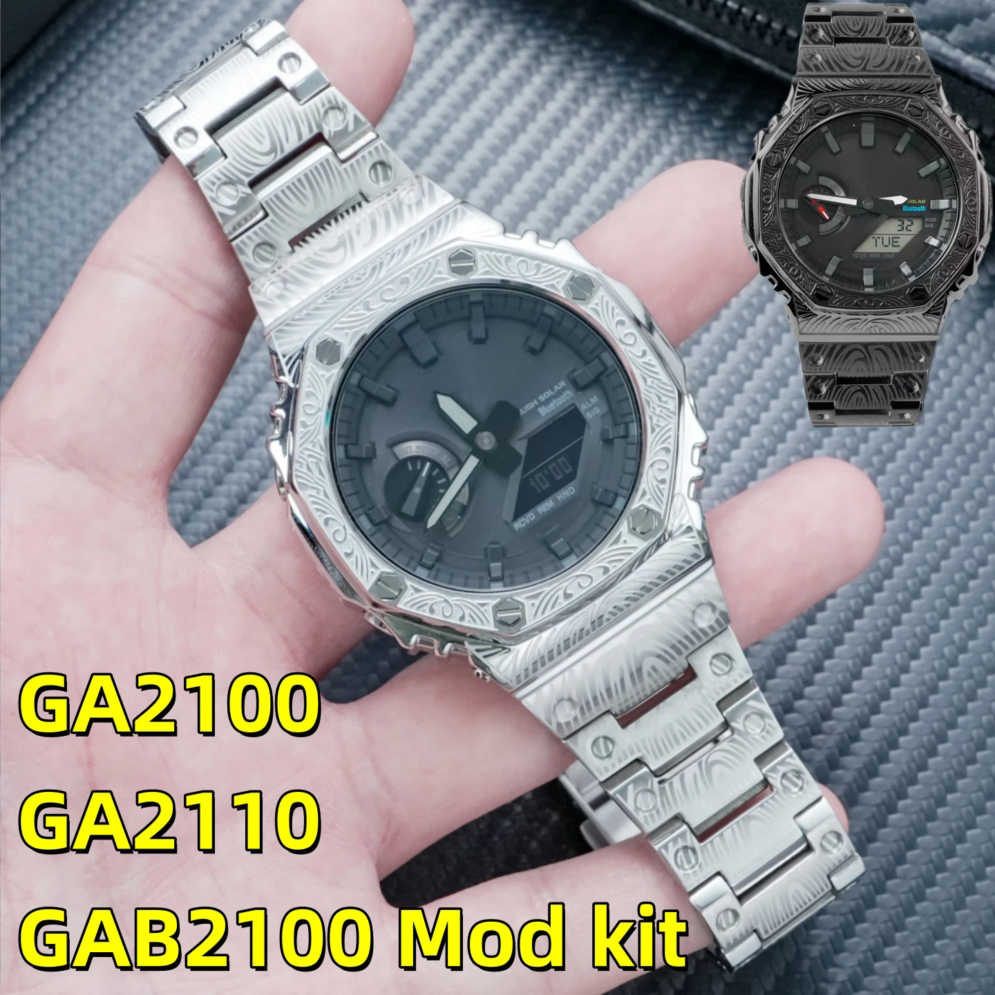 GA2100 Stainless steel strap case kit For Casio G-SHOCK farm Oak GA-2100 GM2100 GA-2110 GA-B2100 modified metal bezel watch band