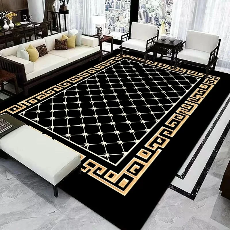 Nordic Light Luxury Living Room Rugs Modern Simplicity Style Bedroom Geometry Carpet Decor Non-slip Floor Mats Big Size Decorate