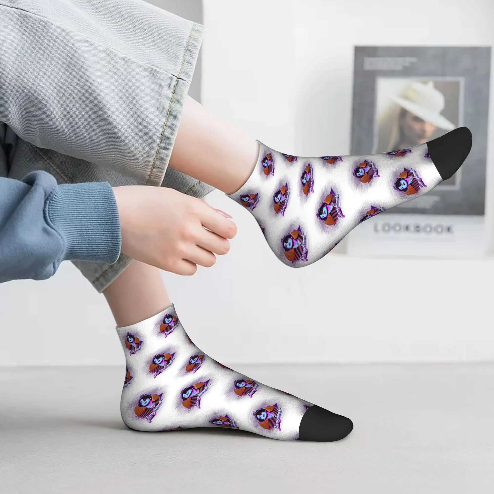 

All Seasons Jungkook Retro Socks Harajuku Sweat Absorbing Crew Socks Casual Stockings for Men Women Christmas Gifts