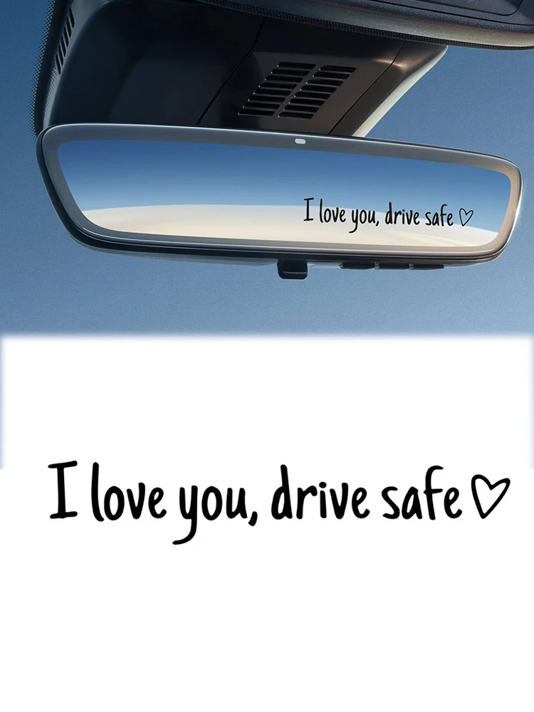 Autocollants de miroir de voiture je t'aime conduire en forme de cœur en toute sécurité, rappel de sécurité pour les conducteurs de femmes, accessoire de voiture élégant, cadeau parfait