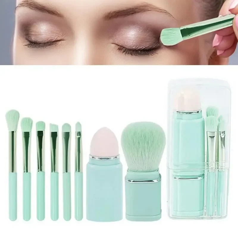 Square portable eight in one telescopic brush makeup brush set eye shadow brush concealer beauty brush tool makeup brush