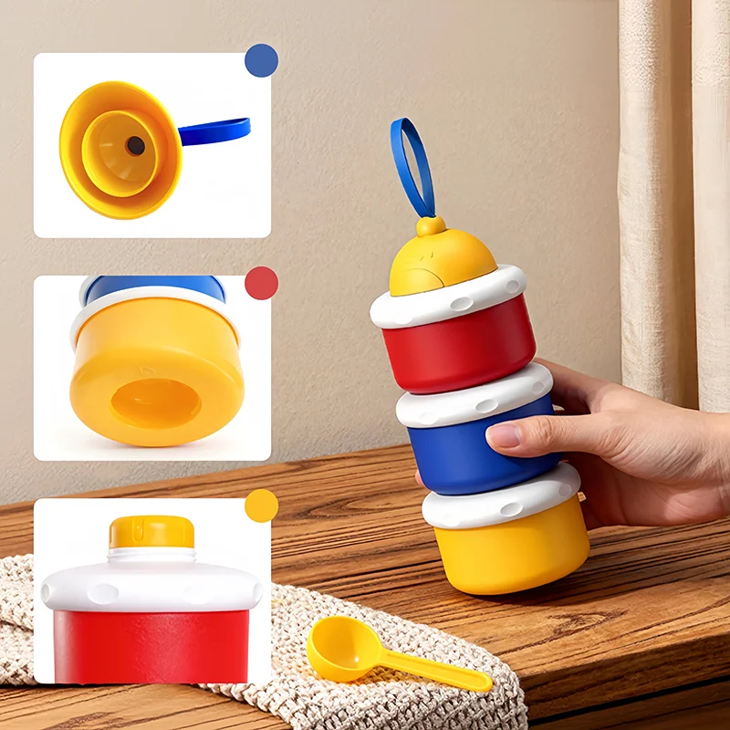 3-layer storage box, independent layered milk powder compartments, food storage box, baby food container suitable for travel
