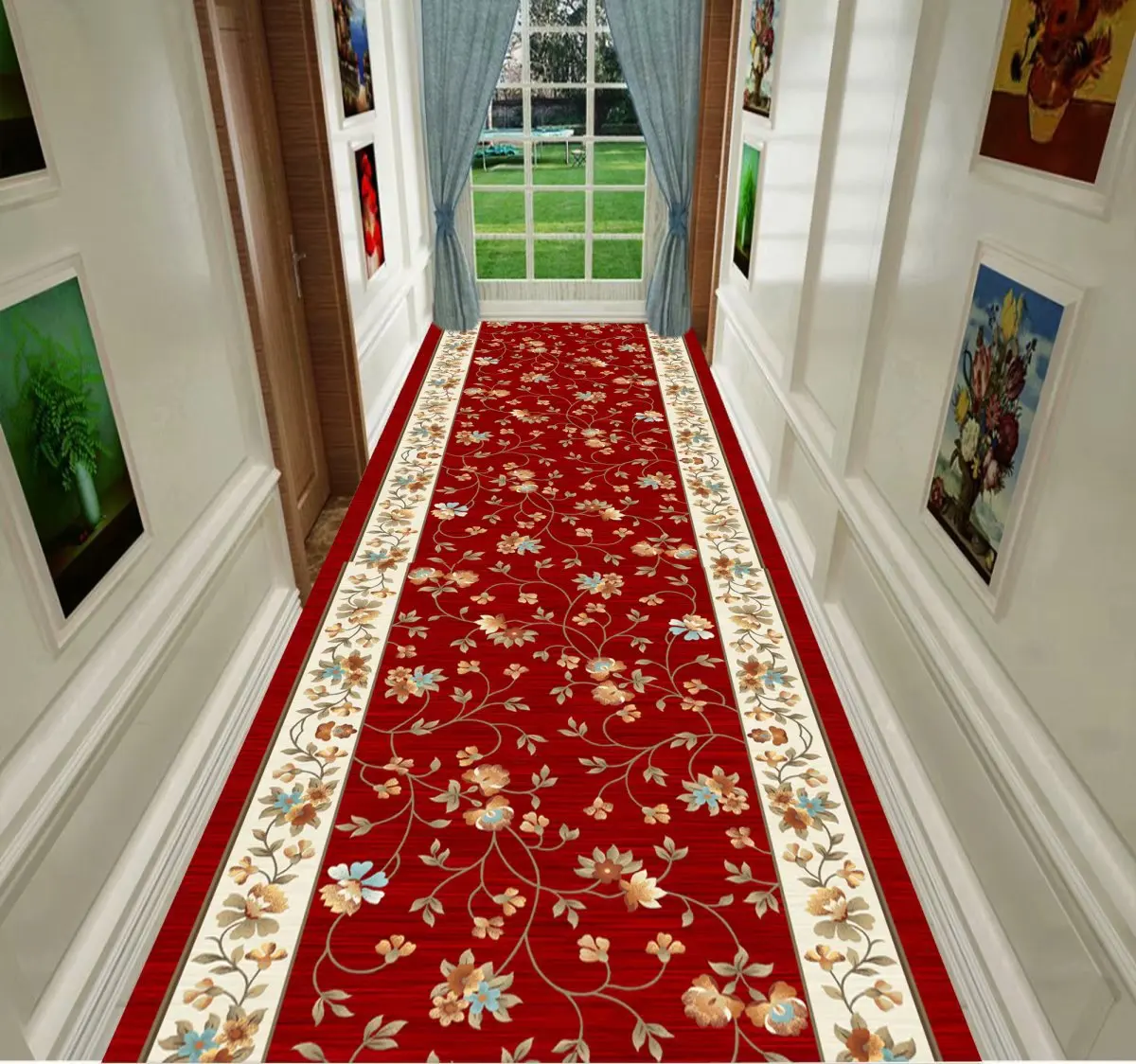 

Bohema Flower Corridor Hallway Carpet Long Persian Living Room Area Rug Bedroom Rug Kitchen Mat Anti-skid Entrance Doormat