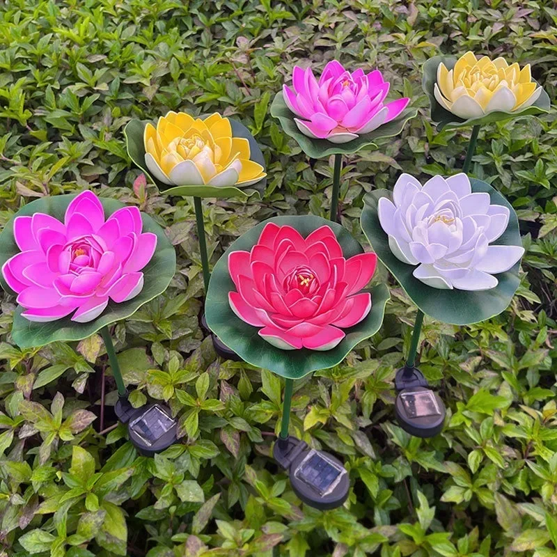 Luces solares decorativas para exteriores, luces solares para jardín, lámpara de césped con flores rosas para decoración de jardín y Patio