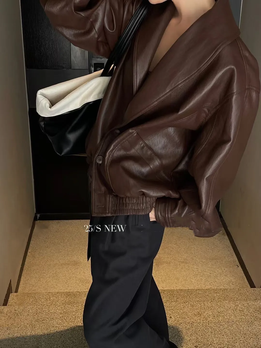 treetwear Giacca da donna retrò allentata corta in ecopelle Pu Primavera Autunno Cappotto con cerniera femminile Capispalla da motociclista vintage