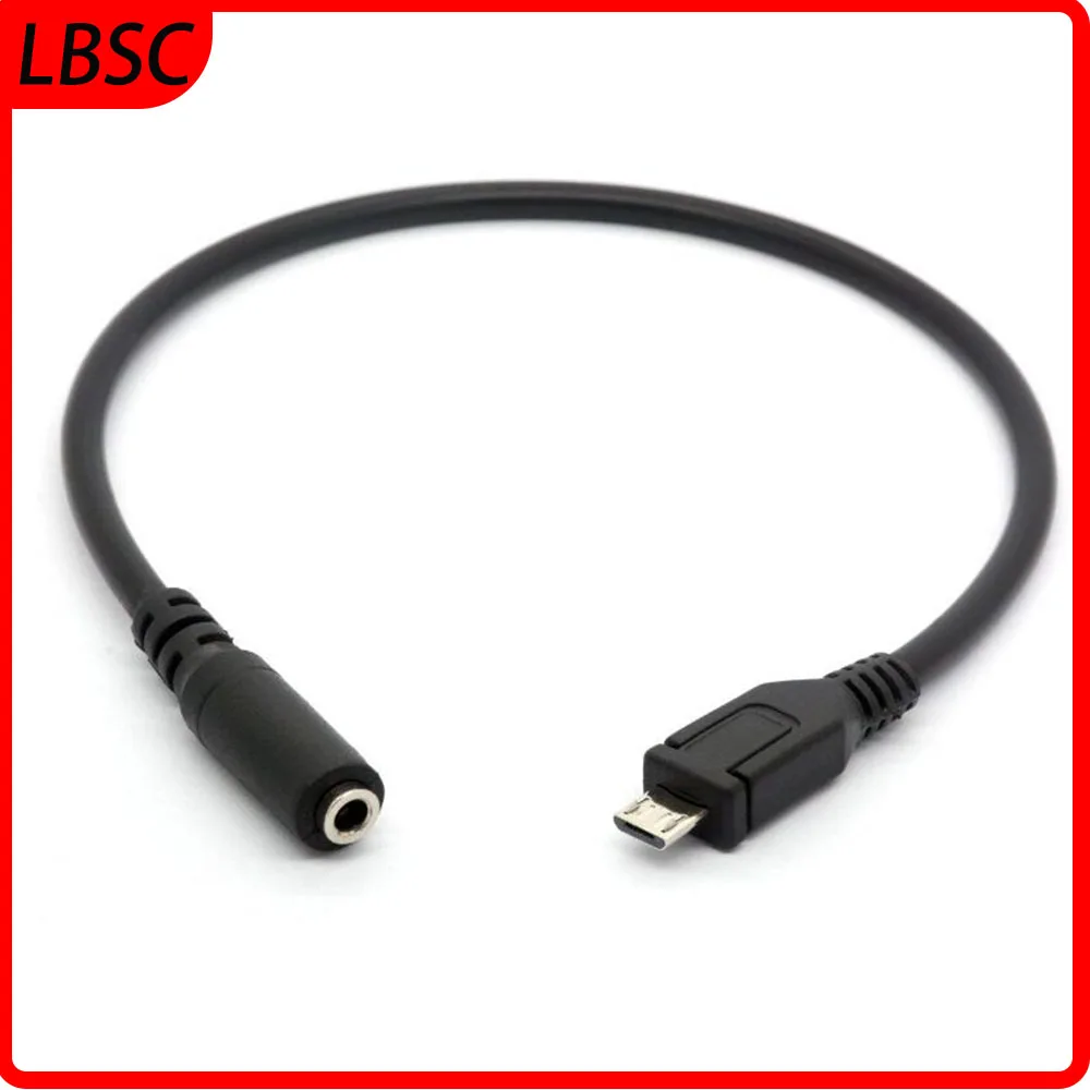 LBSC Micro USB Male to 3.5mm Female AUX Audio Cable Cord for Headset Adapter Active Clip Mic Microphone