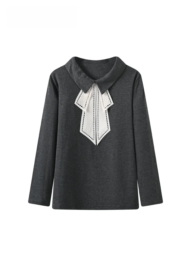 

plus Size Ne Long Sve T-irt Women Casual Design Anti-Aging Top for Autumn Winter plus Size Sister Comfortable Fit