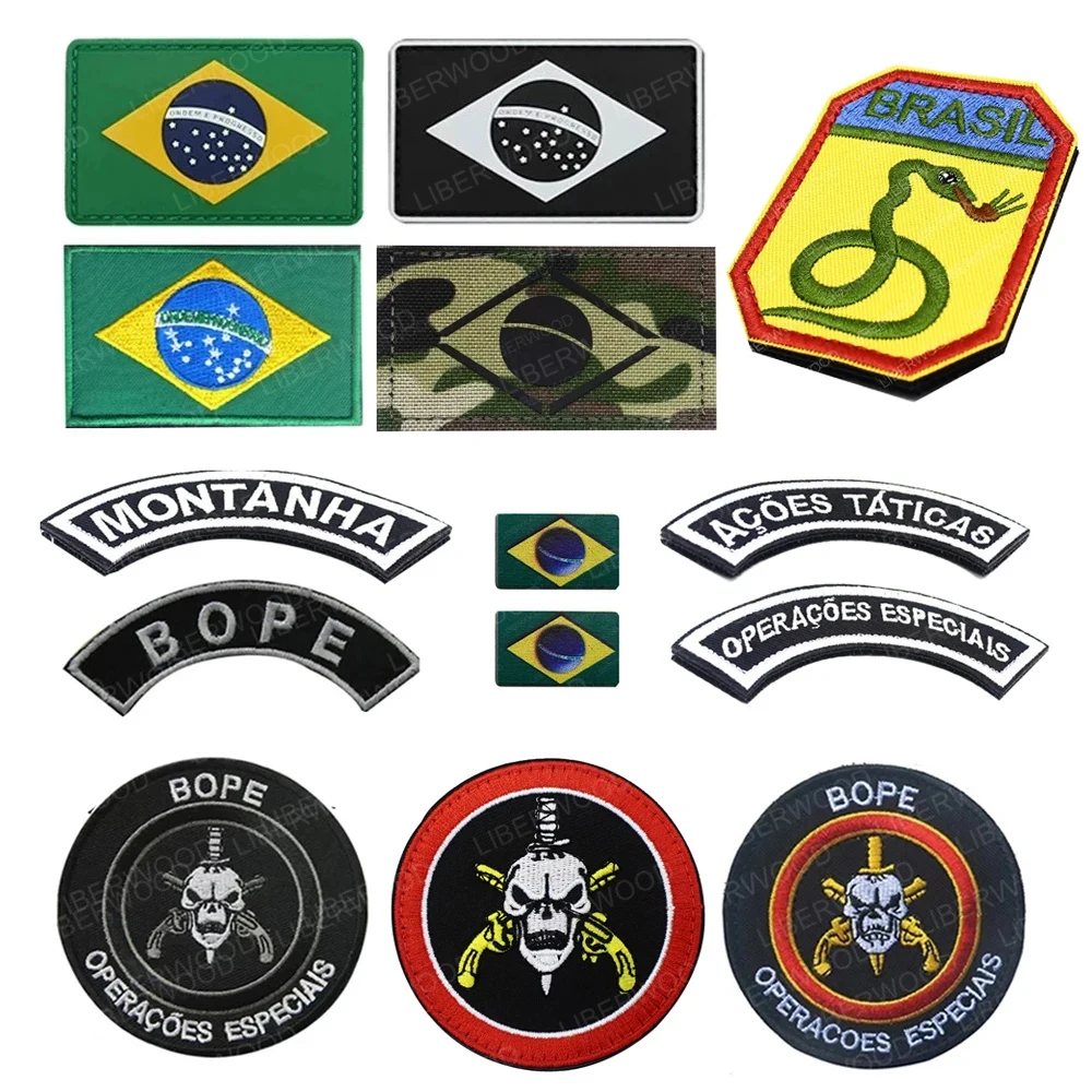 BOPE Brazil Patch Tactical Armband Elite Operacoes Especiais Montanha Squad Embroidery Hook Loop Applique PVC Emblems