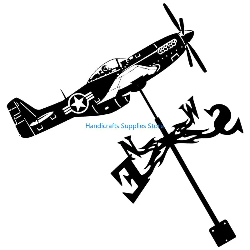R1WA Vintage Fighter Airplanes Weathervane Durability Alloys Wind Direction Indicators for Outdoor Garden Decoration view 5