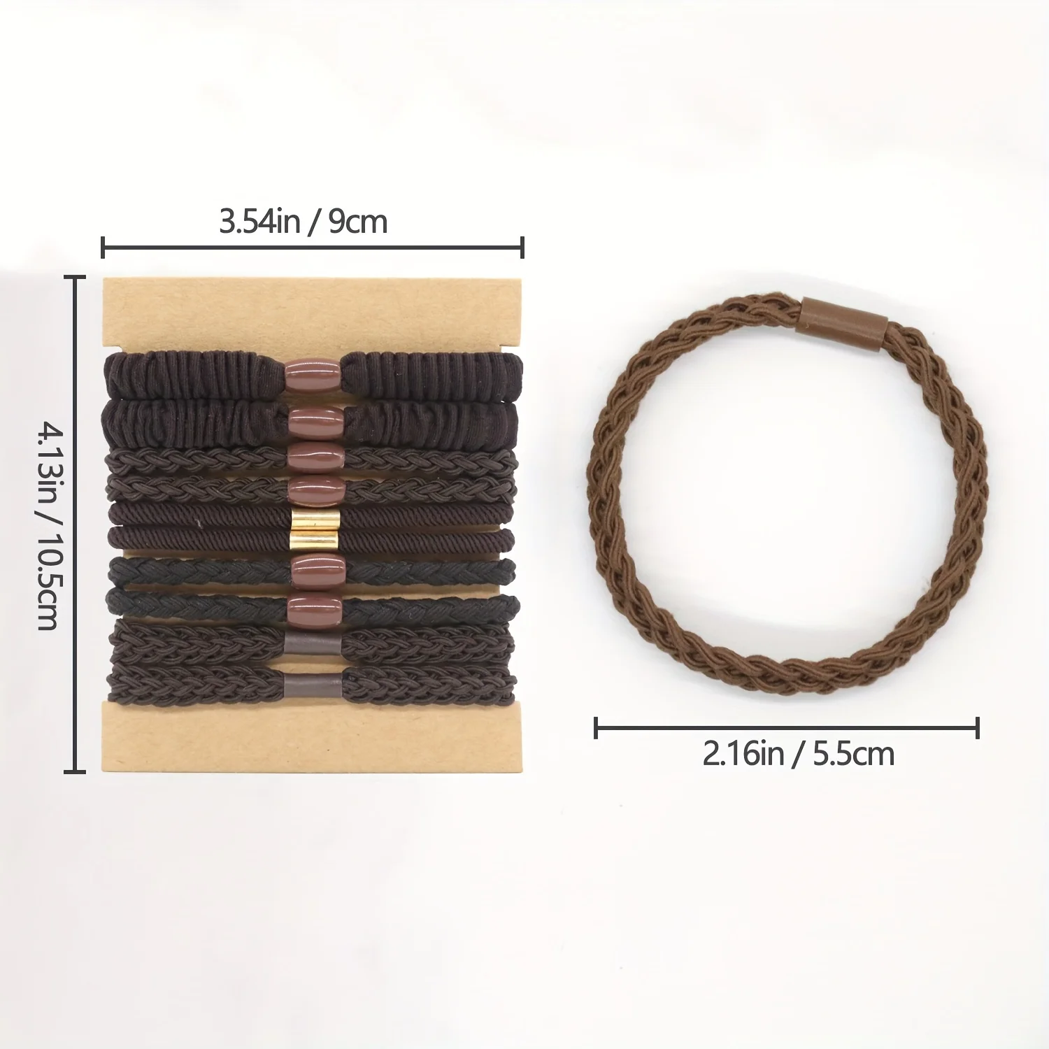 10PCS women\'s bohemian hair rope bracelet hairband gradient ponytail leather band suitable for dense and thin hair 5 styles