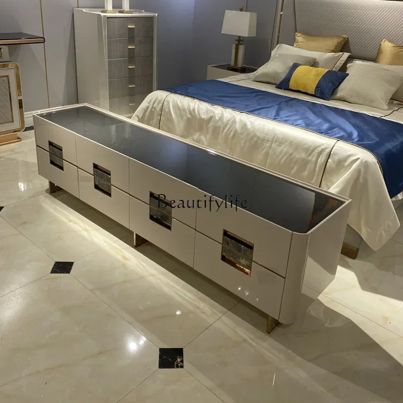 

09z.Simple light luxury living room TV cabinet Hong Kong-style suite model room audio-visual cabinet