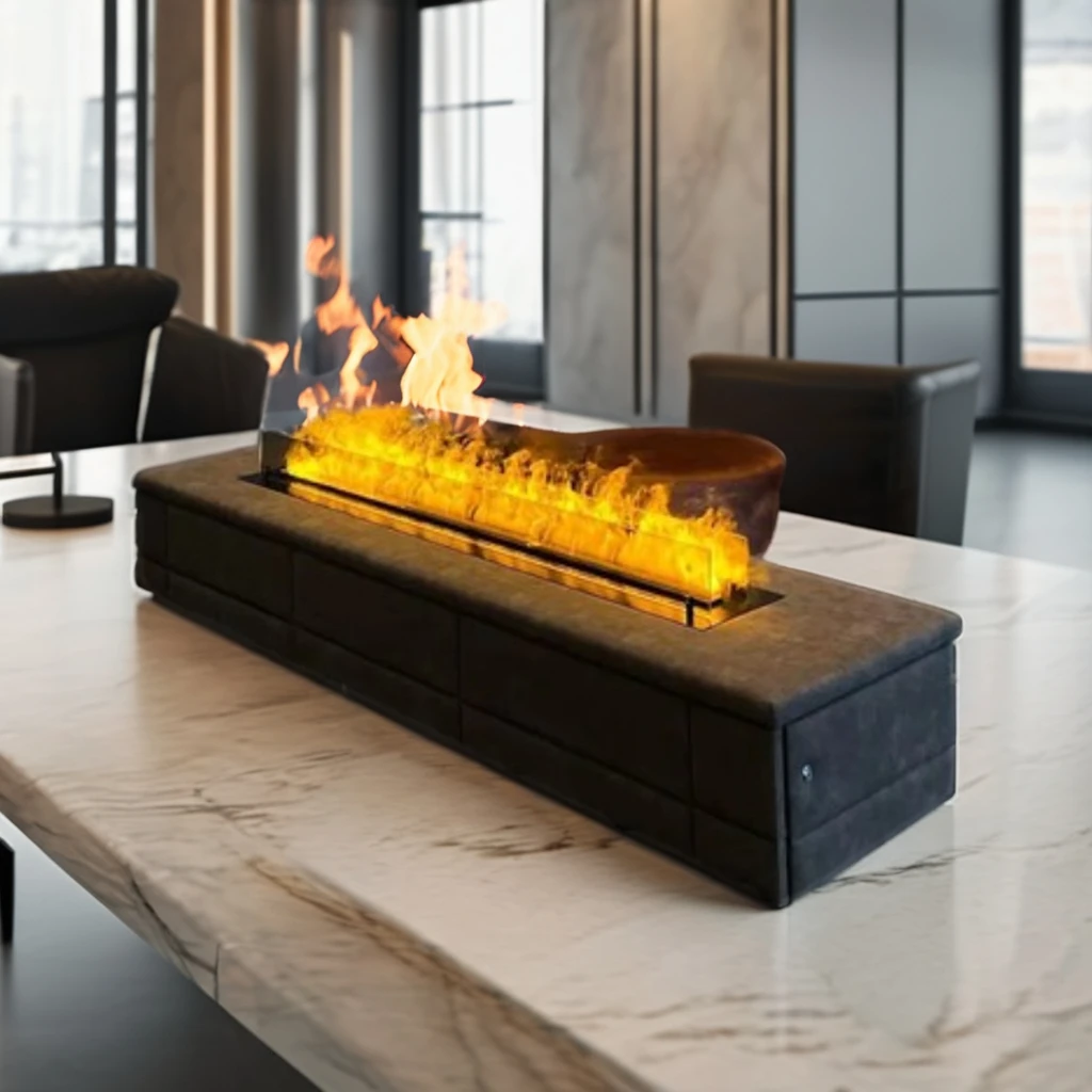 Chauffage de cheminée moderne compatible WiFi, télécommande intégrée en langue française pour usage intérieur, métal australien et acier