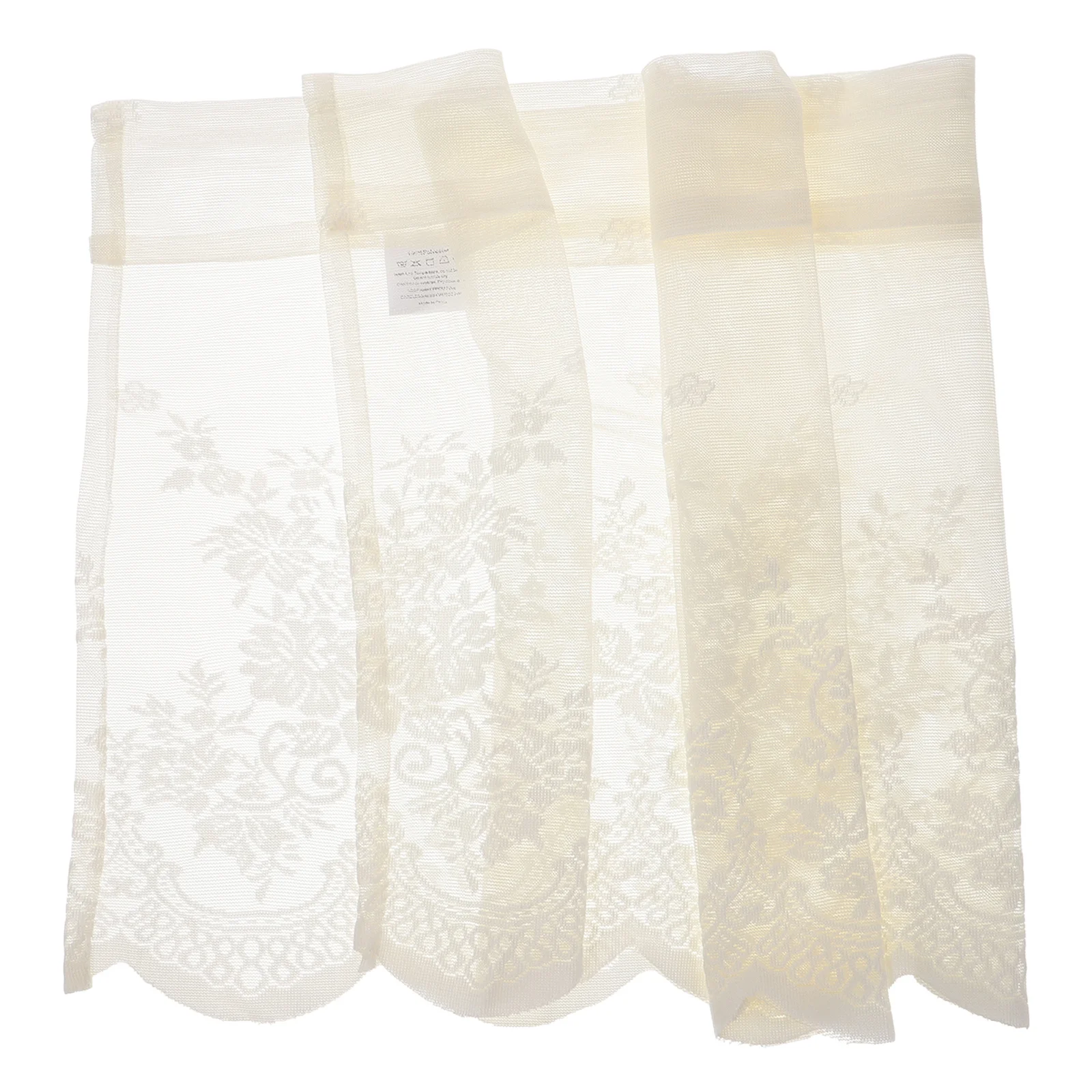 Rideaux en dentelle courts décoratifs résistants au soleil, transmetteurs de la lumière ventilés pour cuisine, balcon, toilettes, 130x41cm, Beige