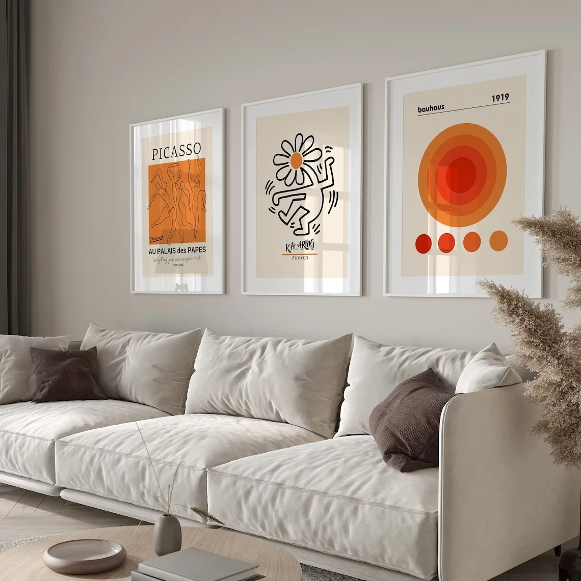 

3pcs Modern Fashion Picasso Orange Wall Art Prints Canvas Painting Poster Picture For Living Room Home Decor