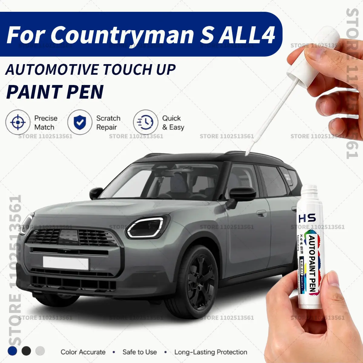Car Touch Up Paint Pen Deep Scratch Repair Auto Paint Brush For MINI Countryman S ALL4 Smokey Green Chili Red Midnight Black